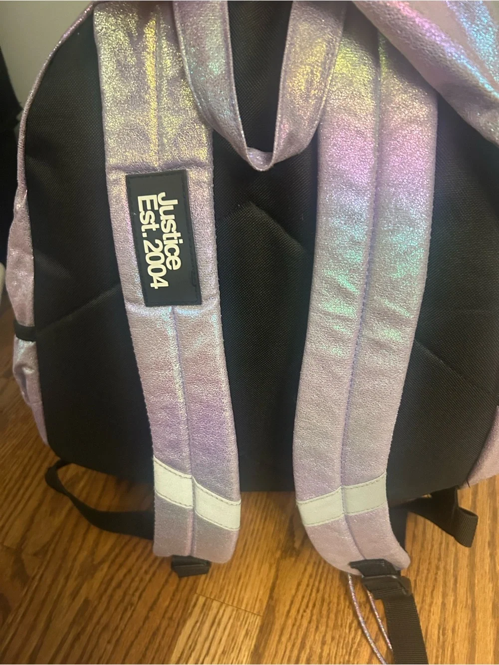Justice Iridescent Holographic Backpack - Lavender to Silver Shift